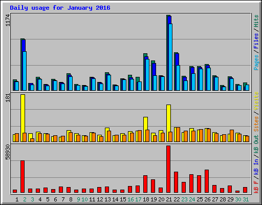 Daily usage for January 2016