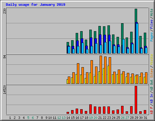 Daily usage for January 2019