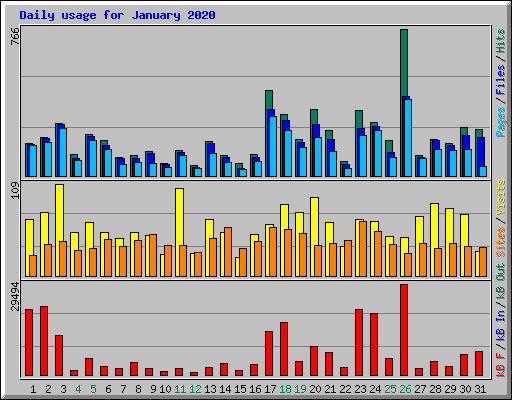 Daily usage for January 2020