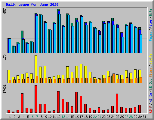 Daily usage for June 2020