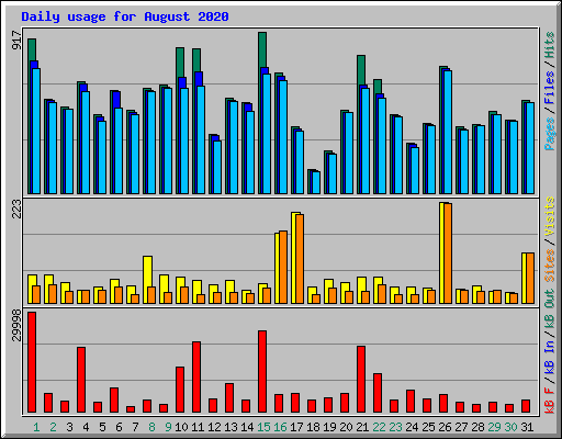 Daily usage for August 2020