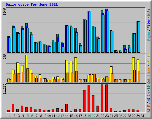 Daily usage for June 2021