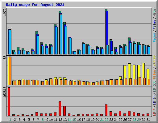 Daily usage for August 2021