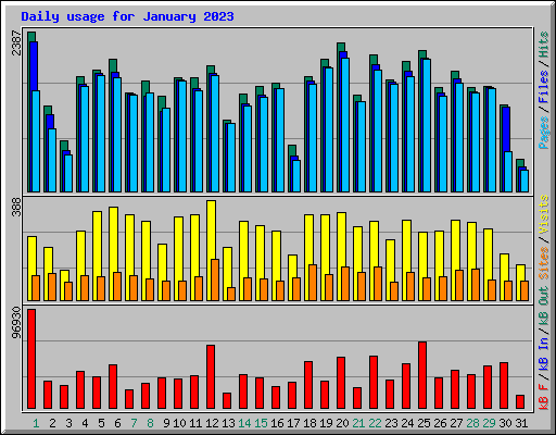 Daily usage for January 2023