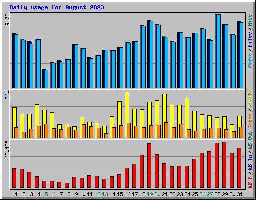 Daily usage for August 2023