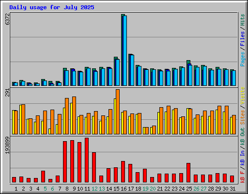 Daily usage for July 2025