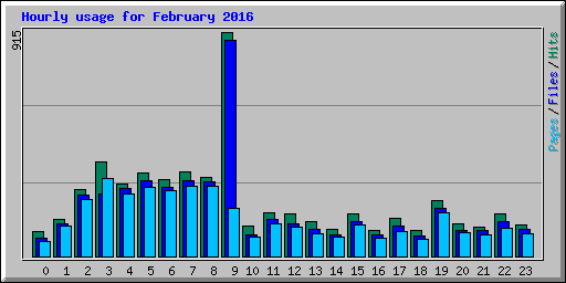 Hourly usage for February 2016