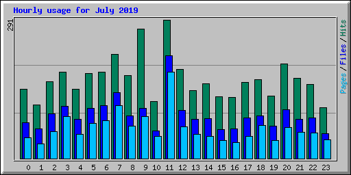 Hourly usage for July 2019